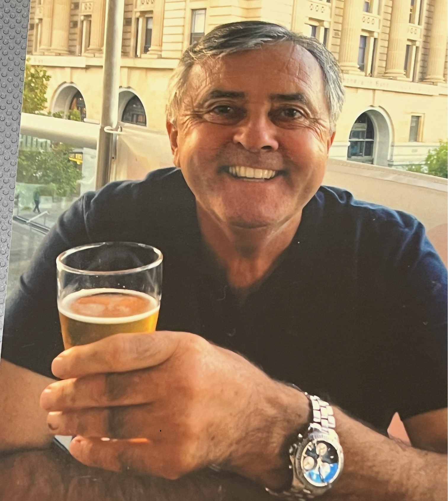 Richard enjoying a beer in between treatments in Perth 2017